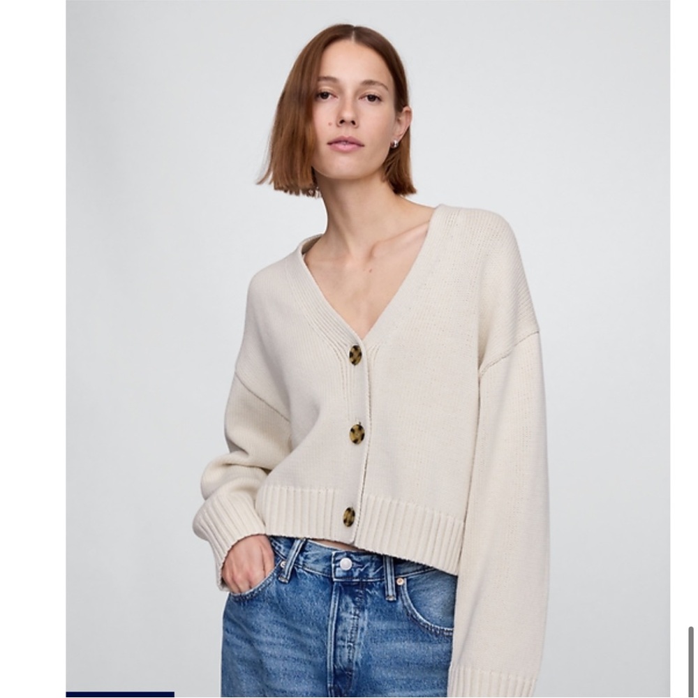 GAP Cream Button-Up Cardigan